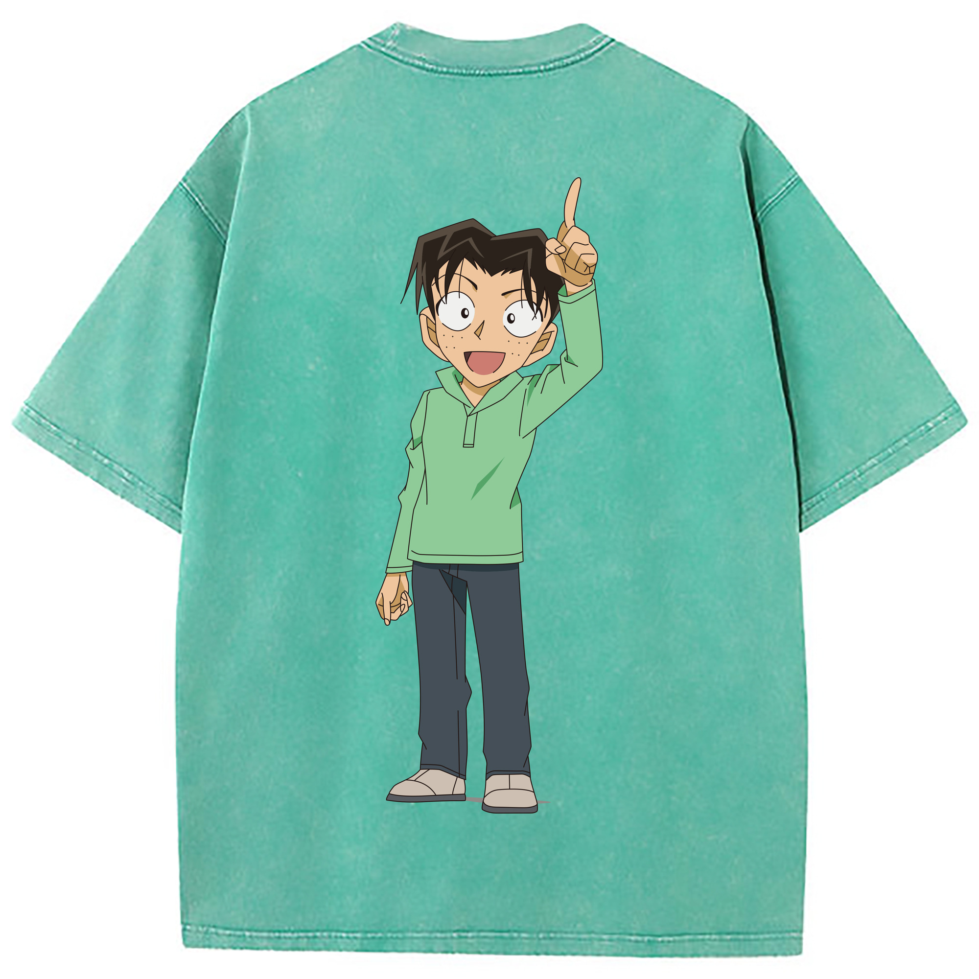（画像用） 名探偵コナン 円谷 光彦 つぶらや みつひこ Detective Conan Mitch Tennyson 綿100% ヴィンテージ風 半袖Tシャツ（背面プリント）
